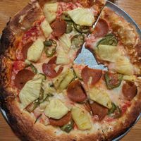 Pineapple pizza (made vegan) at Harvest Pizzeria in Clintonville