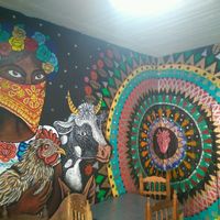 Mural por Razúl at Cafeteria Vegana Les Gords in Mexico City