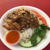 delicious “chicken rice”!  at An Xin Vegan Stall in Central Singapore