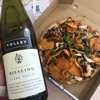 wine bought seperate !  at Pizza Capers in Launceston