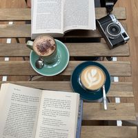 Hot chocolate and latte  at Ginger & Co. Coffee in Shrewsbury