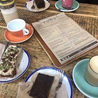 Carrot cake. Chocolate mud cake. Millionaires shortbread at Ginger & Co. Coffee in Shrewsbury