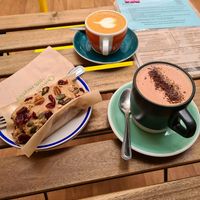 Hot chocolate, coffee and carrot cake at Ginger & Co. Coffee in Shrewsbury