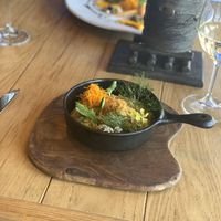 Beautiful fresh spring risotto (vegan) at Foliage in Franschhoek