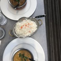 Coconut/eggplant & mushroom/peas at Royal Indien in Nantes