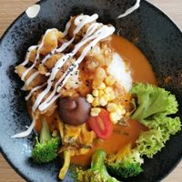 Monkey head mushrooms curry rice at Vegan Curry Rice in West Singapore