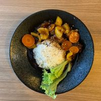 Gongbao monkey head mushroom rice at Vegan Curry Rice in West Singapore