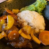 Gongbao monkey head mushroom rice at Vegan Curry Rice in West Singapore