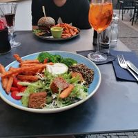 vegan Buddah bowl in the front of the picture :) at Cafe Elektric in Prague