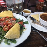 Kaleifornication Salad minus dressing and white bean and kale soup. Delicious! at Pi Pizzeria - Downtown in St Louis