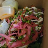 Soooo good!! Flautas (3)

FRESH: Cabbage, crema, coriander vinagrette, avocado sauce, tomatoes.

NACHO: Vegan queso, crema, red salsa, tomatoes. at Lick It Up - International Bar in El Paso