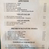 Vegan page in menu at Saigon Jade in Mesa