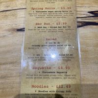 Vegan menu  at Xich Lo in Hornchurch