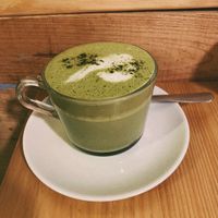 Matcha latte at Moko Veggie Cafe - Anjos in Lisbon
