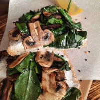 Spinach & Mushrooms open toast at Moko Veggie Cafe - Anjos in Lisbon