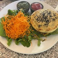 Vegan burgerr  at Bolsi in Asuncion