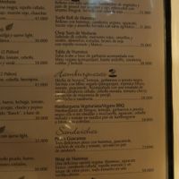 Vegan menu page at Bolsi in Asuncion