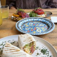 The nereast is the falla wrap (vegan) and the other is halloumi!  at Falla in Warsaw