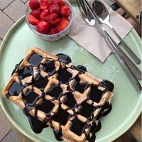 Waffle with chocolate 😻 at art & wEISe in Monheim Am Rhein