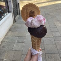 Chocolate and amarena cherry at Gelato Di Natura in Venice