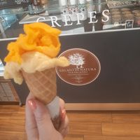 Peach and mandarin at Gelato Di Natura in Venice