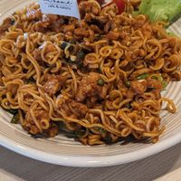 Vegan pork and noodles at At Home Cafe and Eatery in Bangkok