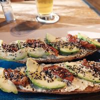 The hummus, sundried tomato and avocado tosta. at La General in Madrid