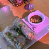 Veggie spring rolls w peanut sauce  #Veganuary at Roppongi in Tulsa