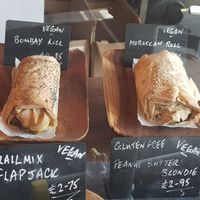 Savoury vegan options (top) at The International Comrades in East London