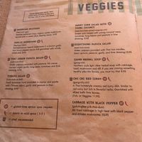 veg menu at Isarn Thai Soul Kitchen in Kirkland