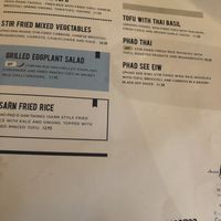 Vegan menu as of July 2019 at Isarn Thai Soul Kitchen in Kirkland