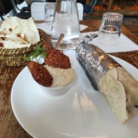 Tchi kofta galette & hummus-falafel entrée at Restaurant Vege in Paris