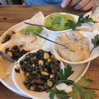 Starter with hummus, avocado and lentils at Restaurant Vege in Paris