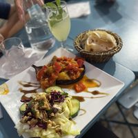Stuffed eggplant and mixed salad   at Restaurant Vege in Paris