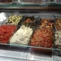 salads in refrigerated "showcase", not all vegan at Restaurant Vege in Paris