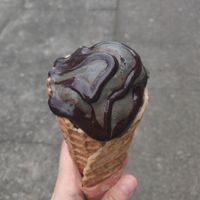 Salted caramel charcoal with chocolate drizzle at Frankie & Jo's - Ballard in Seattle
