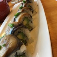 Amazing (eggplant) sushi with special aged tofu. at Minako Organic-ish in San Mateo