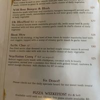 Menu 3 only after 4pm at Tundra Inn in Churchill