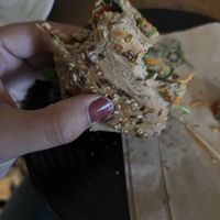 Vegan sandwich (half eaten)  at Café LIV in Murren
