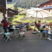 In summer at Café LIV in Murren