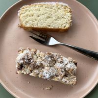 Berry cake (bottom) and coconut cake (top)  at Café LIV in Murren