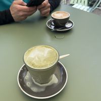 Vegan Matcha (spilled 😅) and cappuccino   at Café LIV in Murren