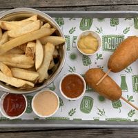  Vegan corn dogs - delicious!! at Bagby Beer Company in Oceanside