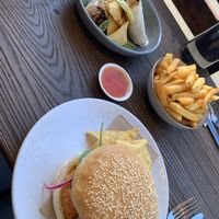 Burrito, chips, burger at VegOut on Charles in Launceston