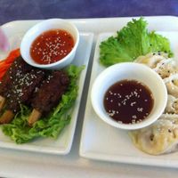 Chickn drumsticks and dumplings! at Sweet Lemon Vegan Bistro in Portland