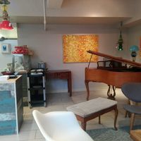 funky piano seating area at Octave in Montreal