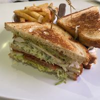 Tmv club and fries  at The Modern Vegan in Las Vegas