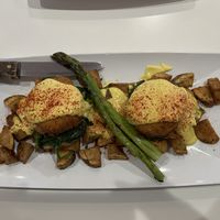Crab cake Benedict…sooooo yum!   at The Modern Vegan in Las Vegas