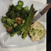 Portobello steak stuffed with lobster salad served with veggies.   at The Modern Vegan in Las Vegas