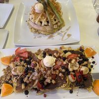 Top chick”n and waffles, bottom Frenchie   at The Modern Vegan in Las Vegas
